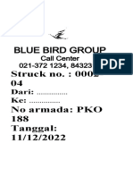 Blue Bird Group Call Center Armada PKO 188 Jarak 13.381 km Ongkos Rp. 78200