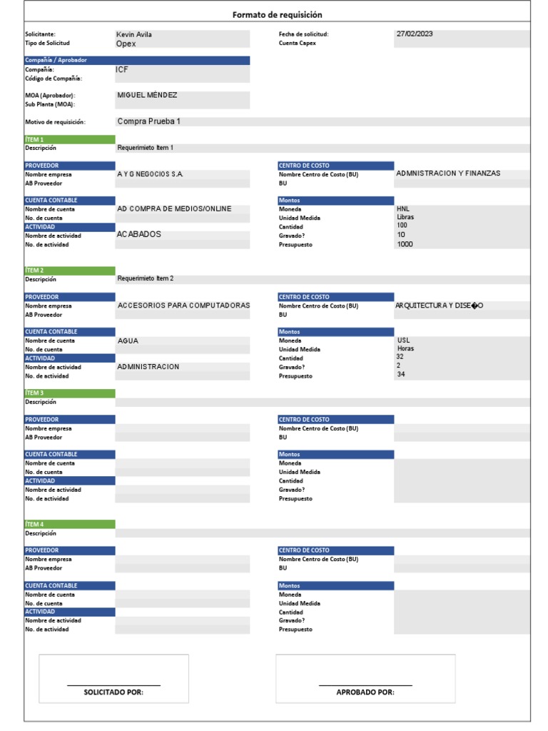 Formato de Requisición de Compras | PDF | Sector privado