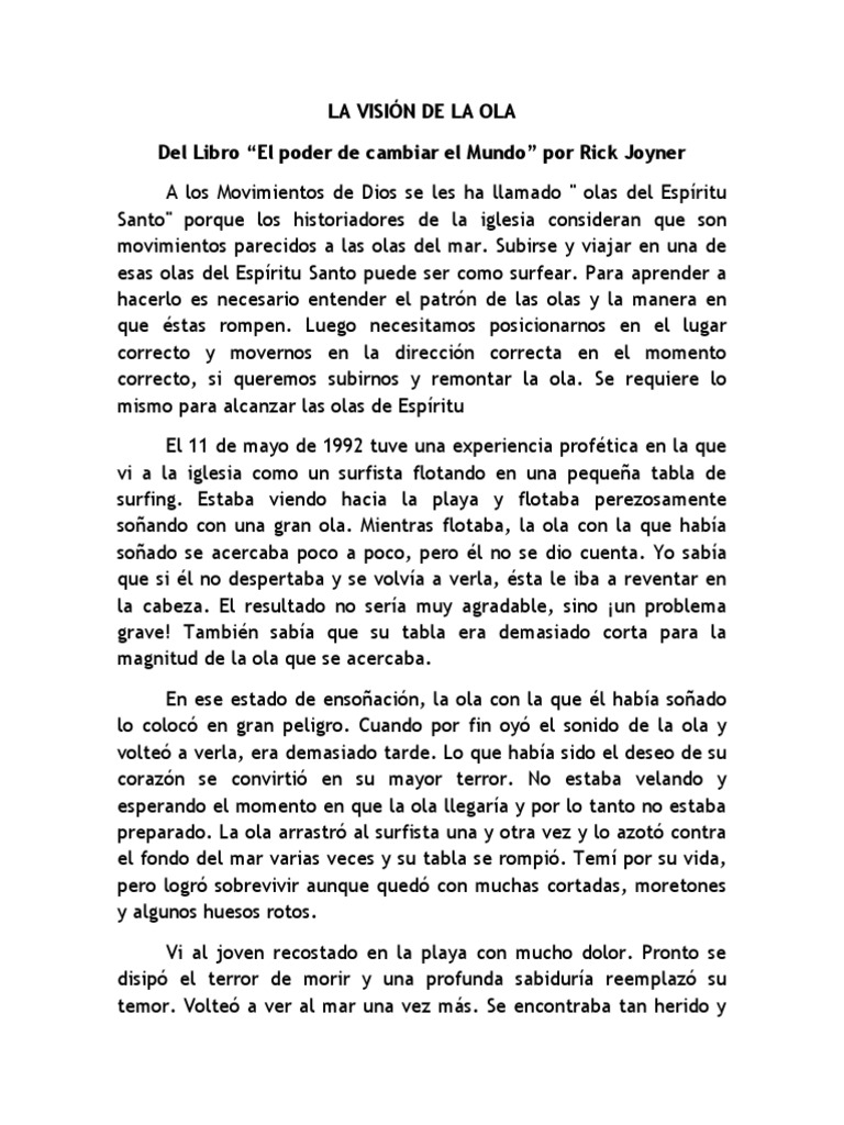 Vision de La Ola Rick Joyner PDF espíritu Santo Dios
