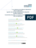 2022 Rasgos Del Apetito y Su Relación Con Los Hábitos de Alimentación e IMC en Adolescentes BUAP Fuente Del Instrumento AEBQ-Esp