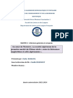 Au Cœur de L'Histoire La Société Algérienne de La Première Moitié Du Xxème Siècle Entre La Littérature Maghrébine Et Celle Algérianiste