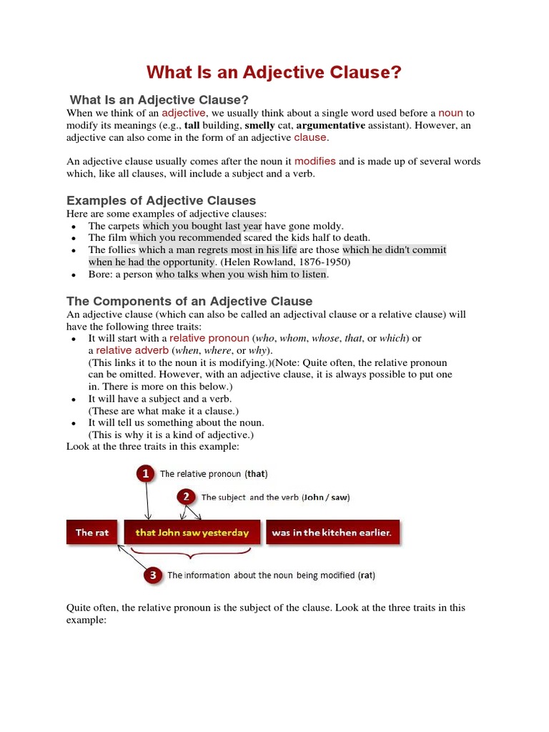 Understanding Adjective Clauses | PDF | Adjective | Pronoun
