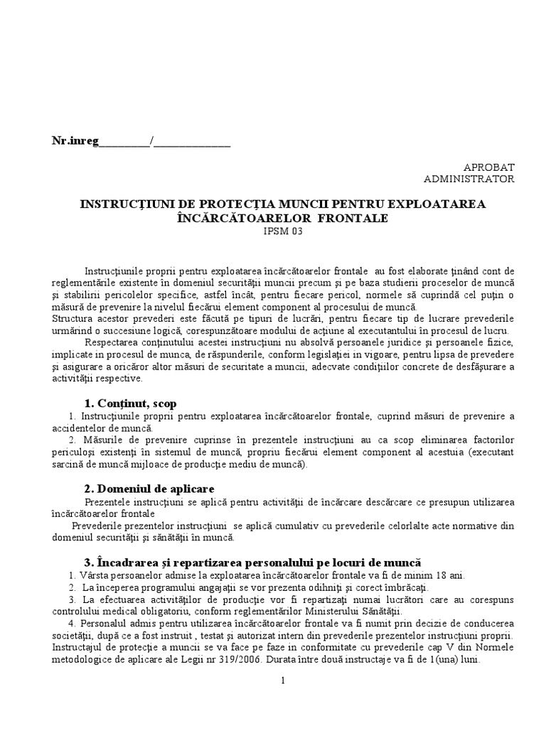 3 Instructiuni Proprii Incarcatoare Frontale | PDF