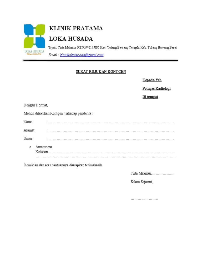 Surat Rujukan Rontgen | PDF