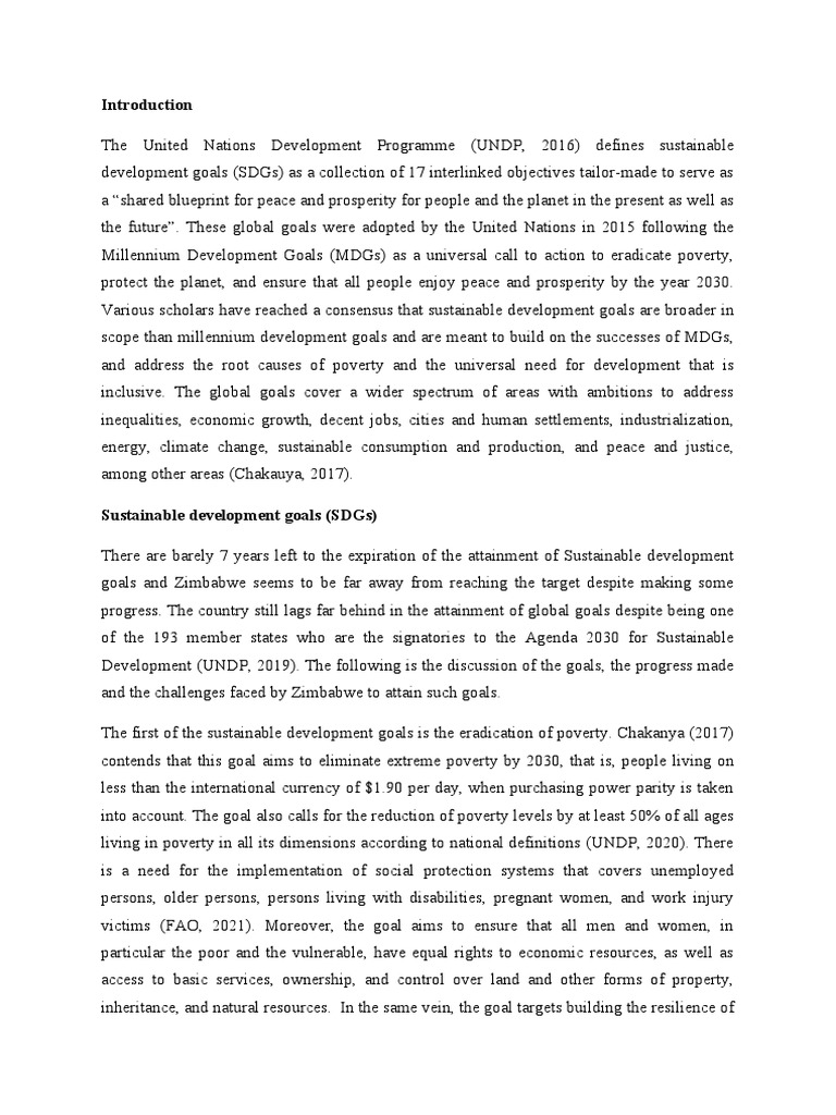 Zimbabwe SDGs | PDF | Sustainability | Climate Change Mitigation