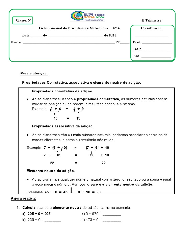 Matematica - Ficha 3 | PDF | Matemática | Aritmética, image size:768x1024