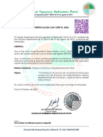 Col Egi o de Ing Eni Eros Ambi Enta Les Pot Osí: Certificacion Ciap/Cert-01-2023