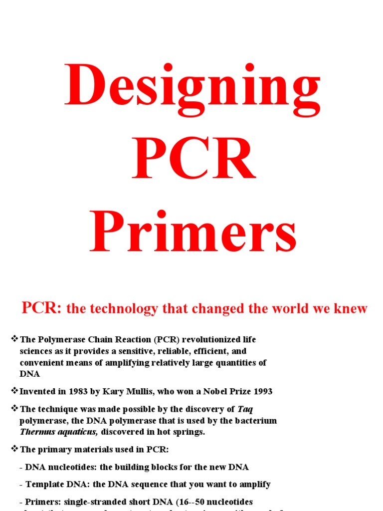 PCR Primer Design PDF Polymerase Chain Reaction Primer (Molecular