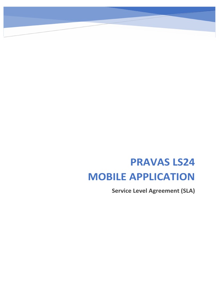 Pravas Ls24 Mobile Application: Service Level Agreement (SLA) | PDF ...