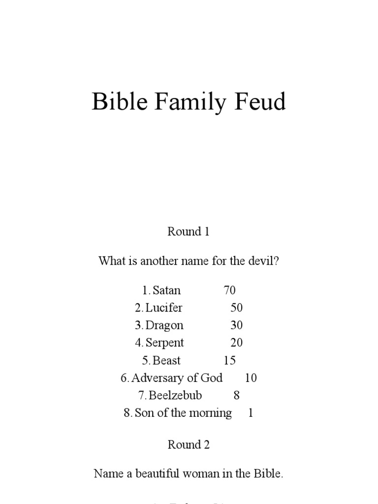 Family Feud PDF Twelve Minor Prophets Old Testament Books