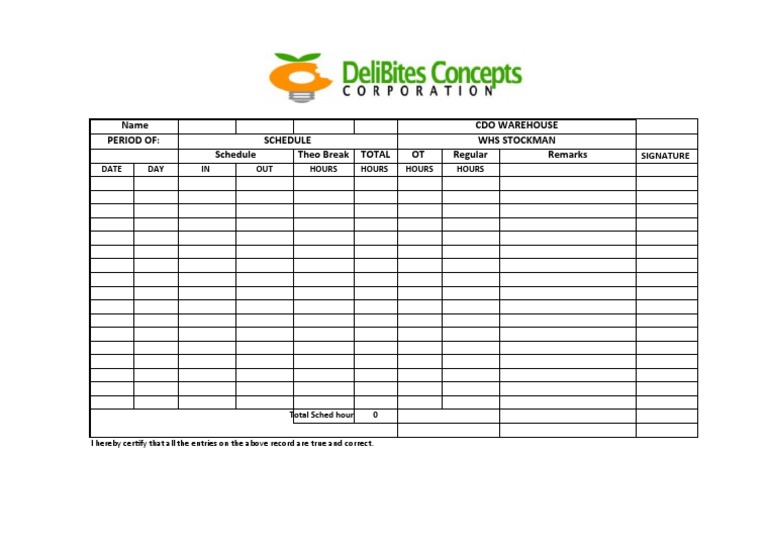 CDO Warehouse Staff Schedule Template | PDF