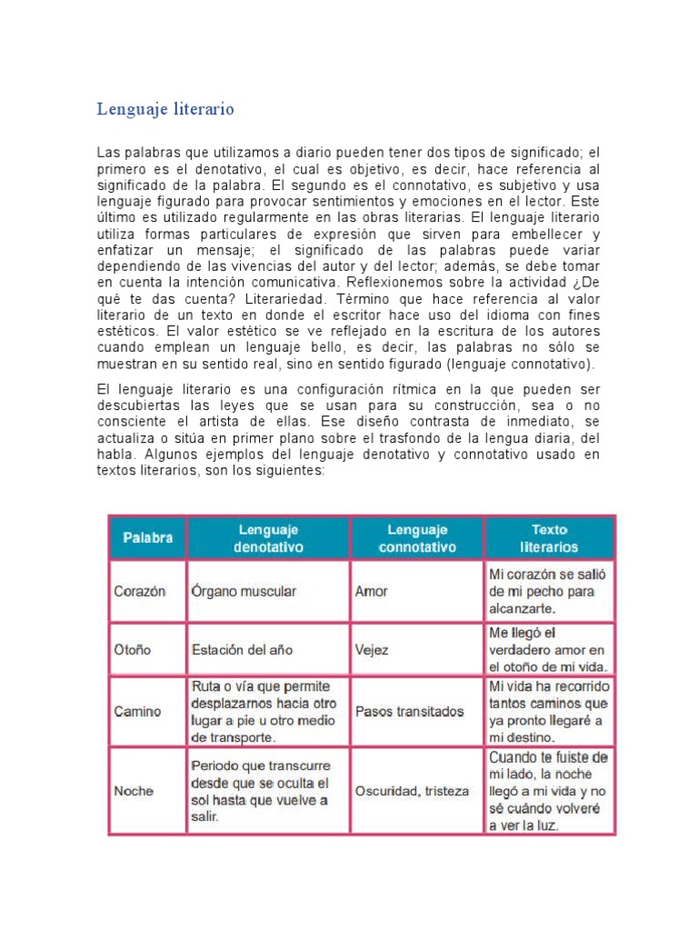 Lenguaje Literario | PDF | Artes del Lenguaje y Comunicación | Poesía