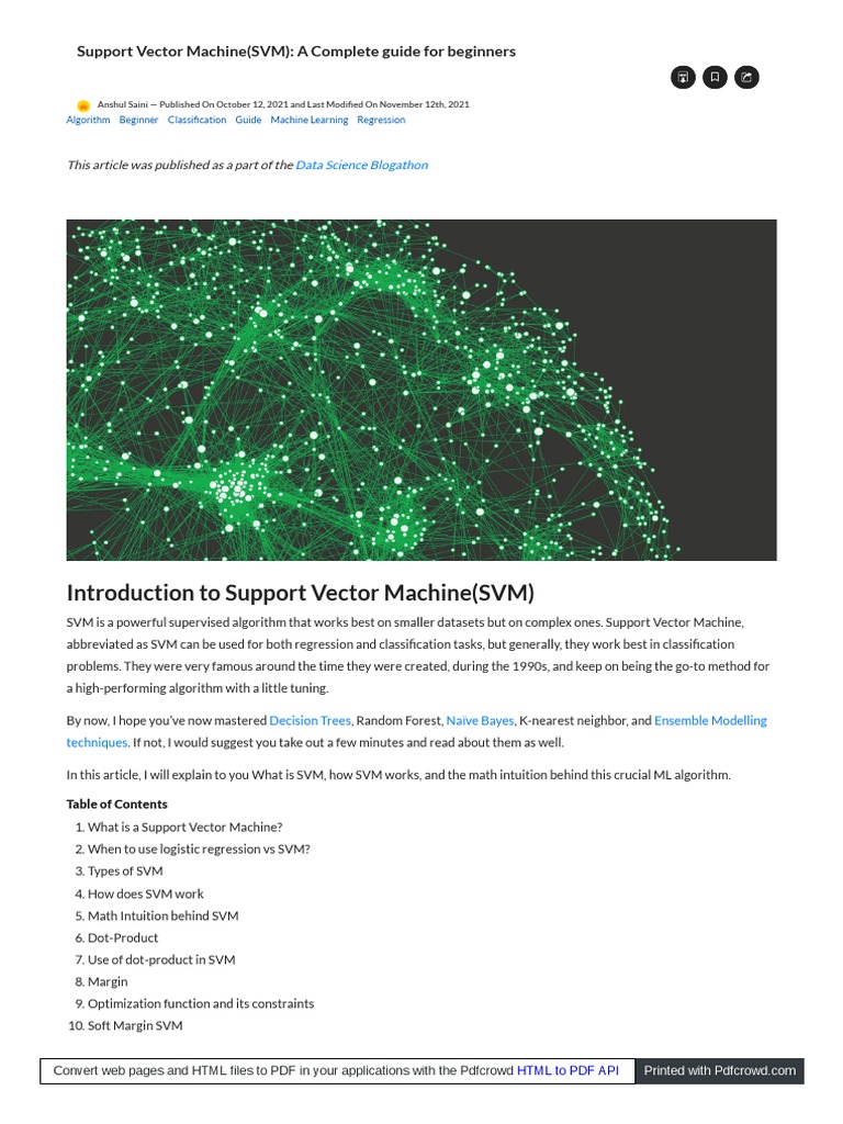 WWW Analyticsvidhya Com Blog 2021 10 Support Vector Machines | PDF ...