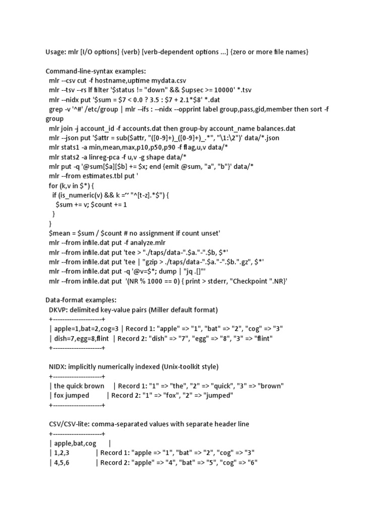 Miller Command: CSV to JSON Guide | PDF | Comma Separated Values ...