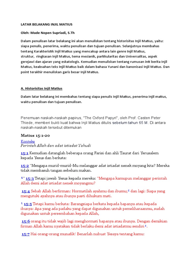 Latar Belakang Injil Matius PDF