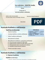 Eksploatacija I Održavanje - Predavanje 11 - Kontrola Kvaliteta o Održavanju