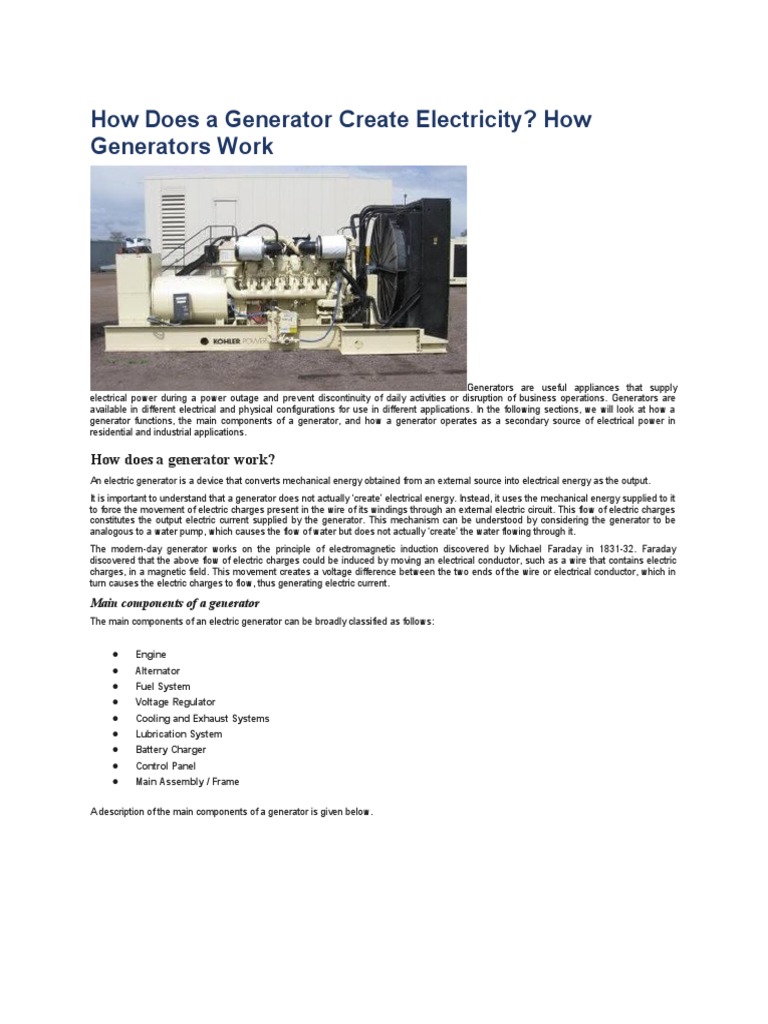 How Does A Generator Create Electricity PDF Electricity Electric