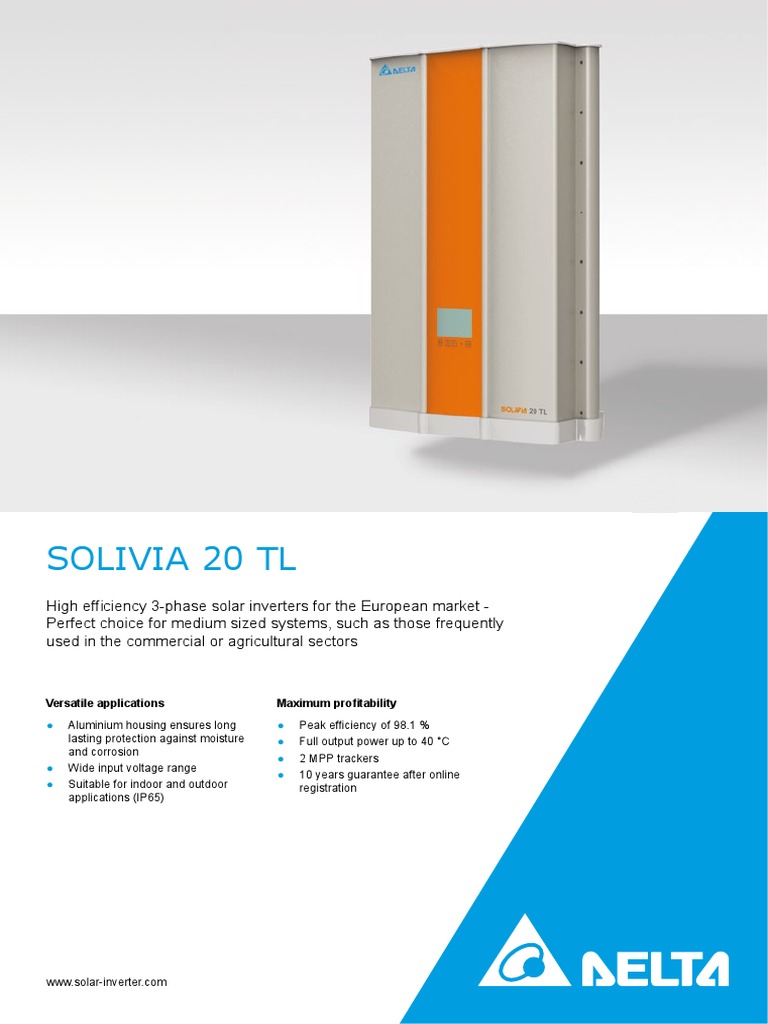 Solivia 20tl de Datenblatt | PDF | Power Inverter | Power (Physics)