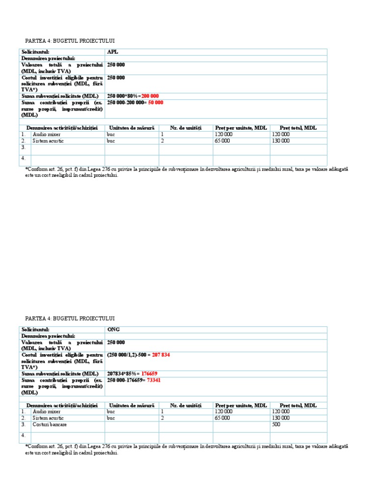 Model Buget Completat | PDF