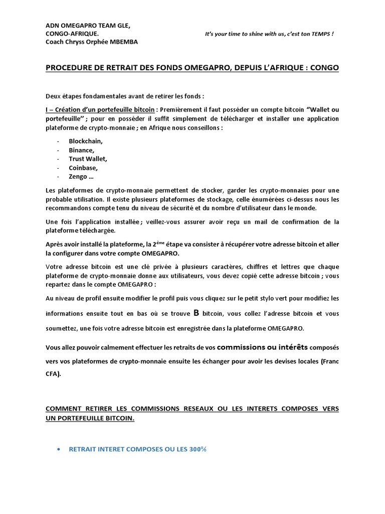 Procedure de Retrait Des Fonds Omegapro | PDF | Bitcoin | Crytomonnaies