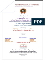 Visvesvaraya Technological University: Internship Title (Font: Times New Roman, Size: 18, Bold)