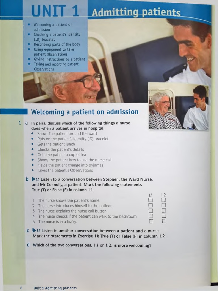 Lesson 2 - ESP Nursing - A2 - B1 | PDF | Patient