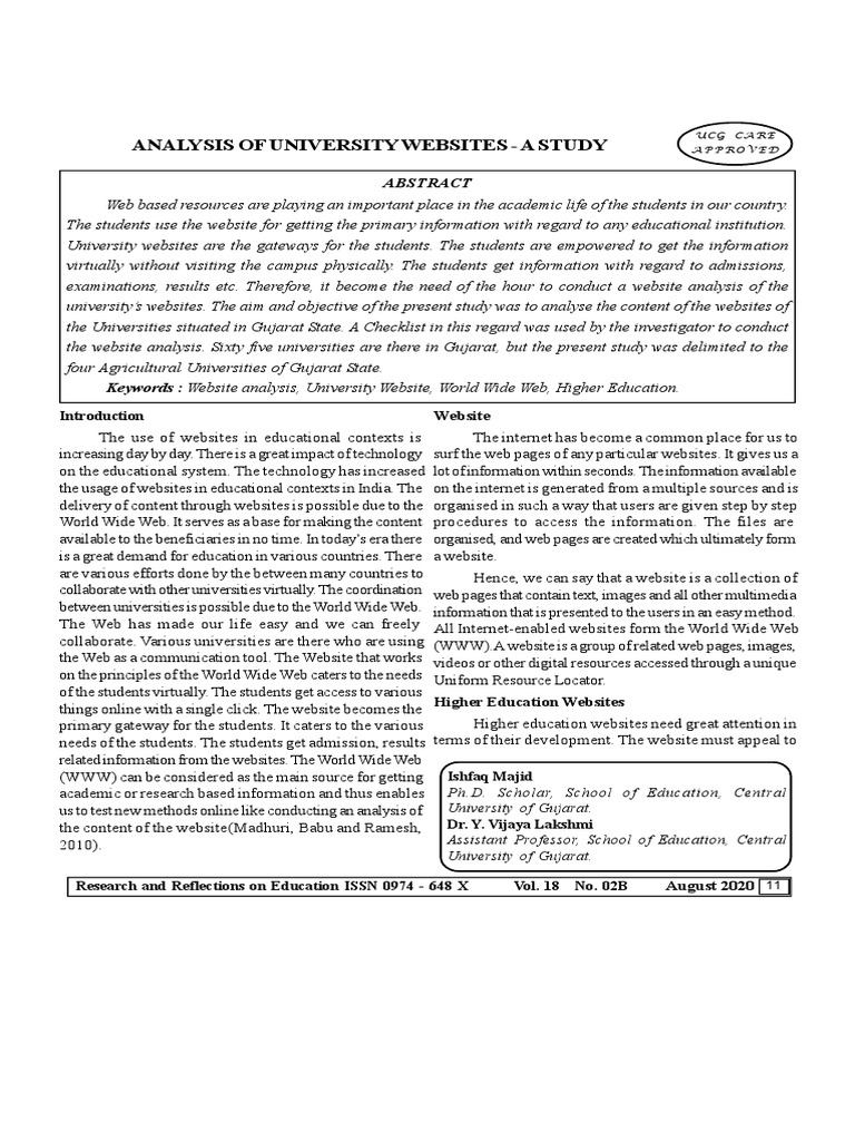 University Website Analysis Study | PDF | World Wide Web | Internet & Web