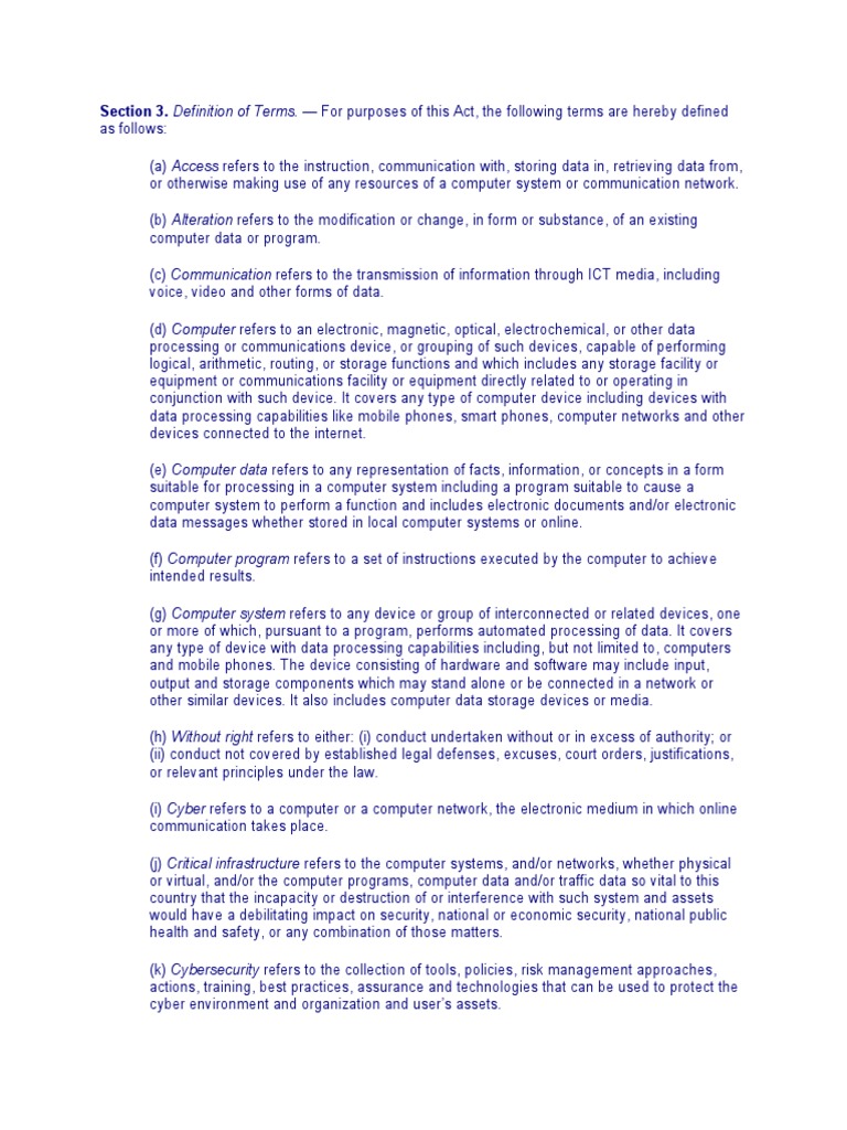 Key Terms in Cybersecurity Legislation | PDF | Computer Security | Security