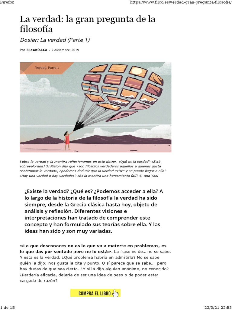 La Verdad La Gran Pregunta De La Filosofía Filosofía Co Pdf