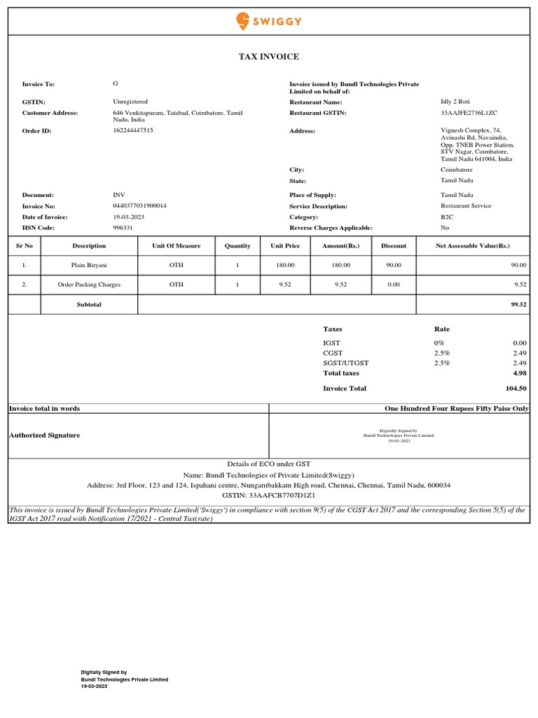 Kundi Adi Adi | PDF | Invoice | Taxes