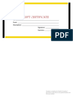 Black Yellow Border Blank Gift Certificate PDF