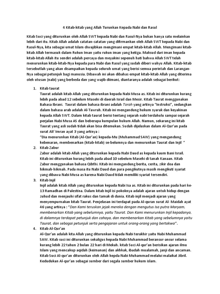 4 Kitab Kitab Yang Allah Turunkan Kepada Nabi Dan Rasul Pdf