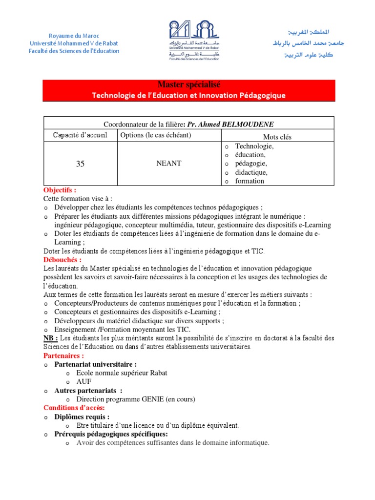 Master en Technologie Éducative et Innovation | PDF | Pédagogie ...