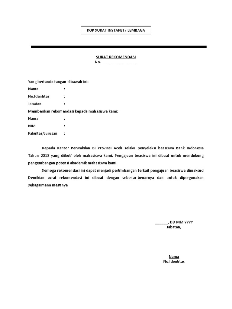 File 3 - Contoh Surat Rekomendasi | PDF