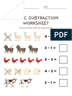 Basic Subtraction Worksheet: Fill Out The Box With The Right Answer