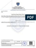 Certifikatë Mbi Denimet Penale: Sistemi Qëndror I Evidences Penale Të Kosoves