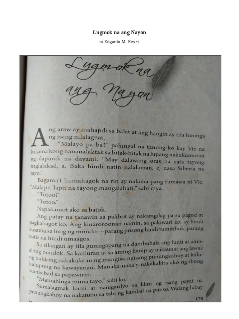 Tekstong Deskriptibo Lugmok Na Ang Nayon Ni Edgardo M. Reyes | PDF
