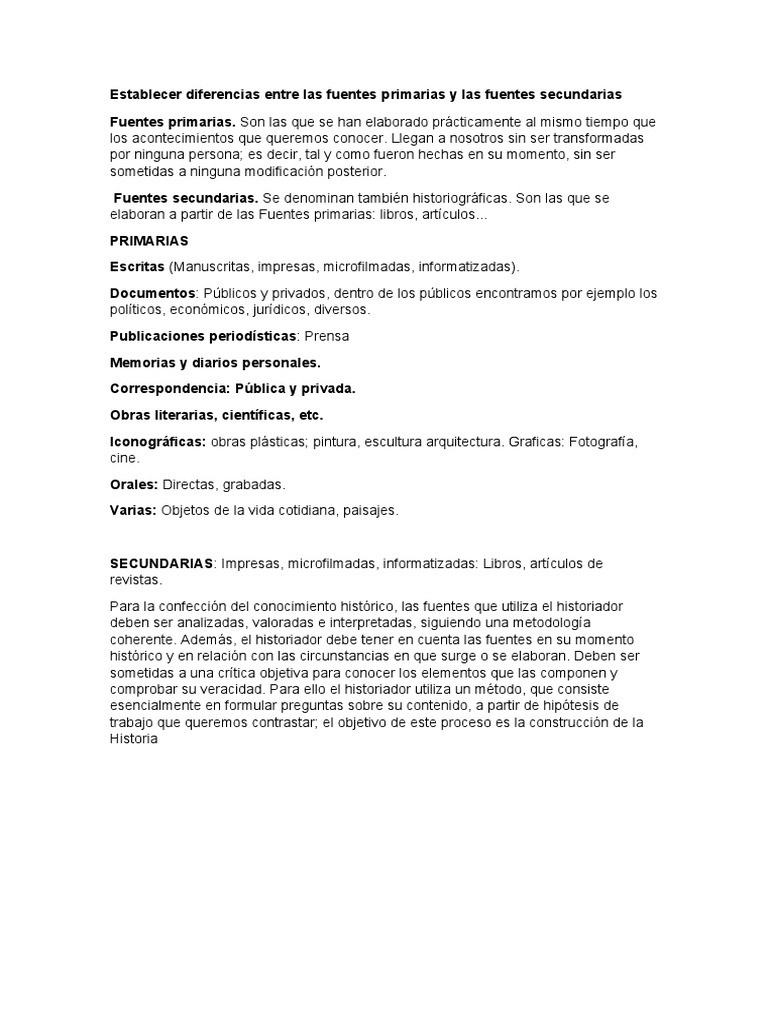 Fuentes Primarias vs Secundarias | PDF | Política | Ciencias sociales