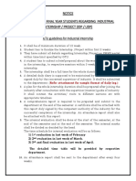 Notice Guidelines For Final Year Students Regarding Industrial Internship / Project (Idp / Udp) GTU Guidelines For Industrial Internship