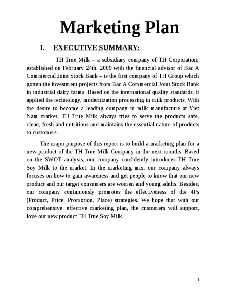 TH True Milk's Soy Milk Marketing Plan | PDF | Business