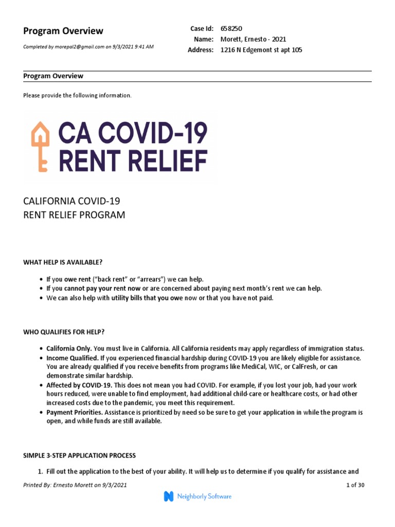 Application_Tenant_Rent&UtilityAssistance_658250 | PDF | Lease | Landlord