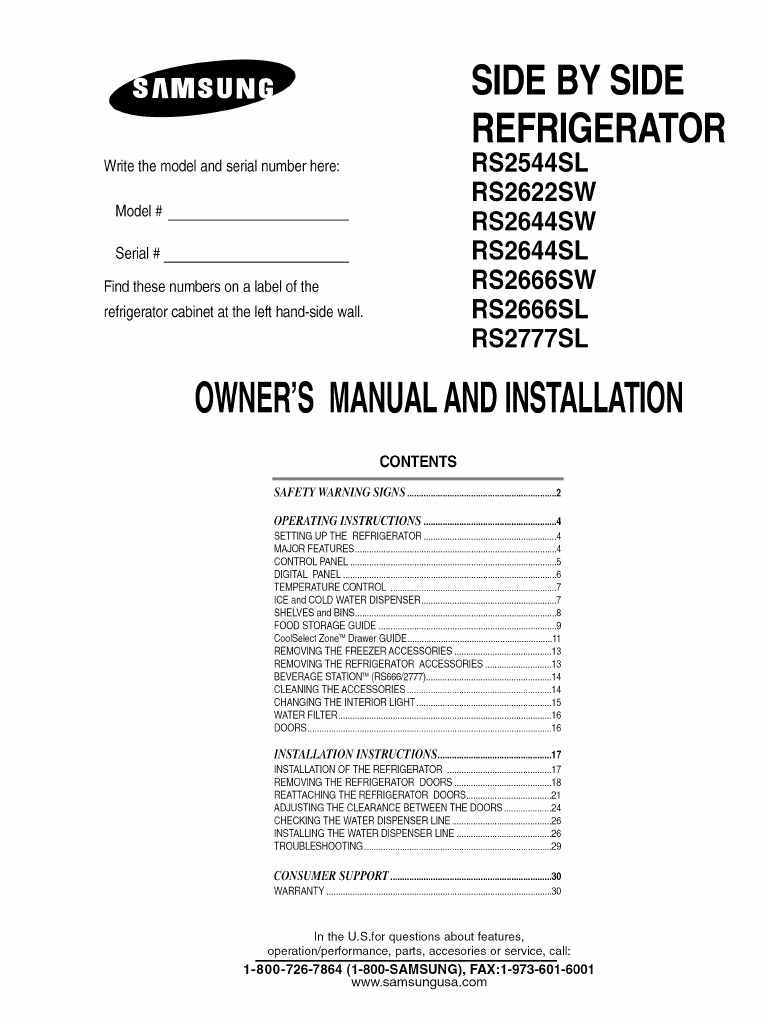 Samsung RS2544SL User Manual | Refrigerator | Ice