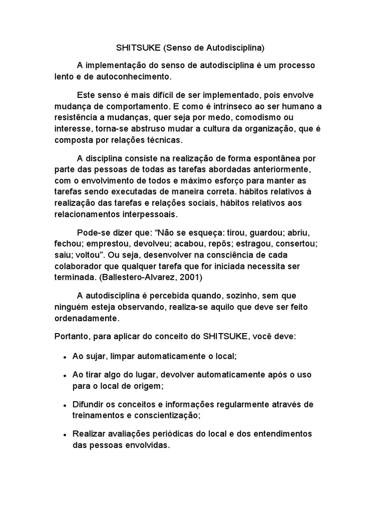 Senso de Autodisciplina: Shitsuke | PDF