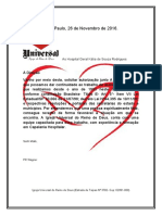 São Paulo, 26 de Novembro de 2016.: Ao Hospital Geral Kátia de Souza Rodrigues