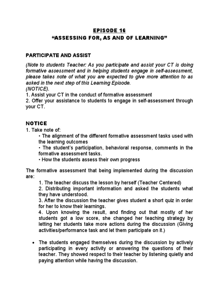 Formative Assessment Insights: Episode 16 | PDF | Educational ...