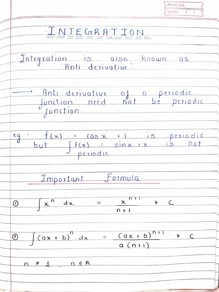 Indefinite Integration Notes | PDF