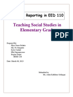 Teaching Social Studies in Elementary Grade: Group 5 Reporting in EED 110