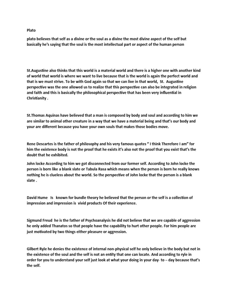 Philosophers and Perspectives PDF Soul Philosophy Of Self