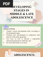 Developing Stages in Middle & Late Adolescence