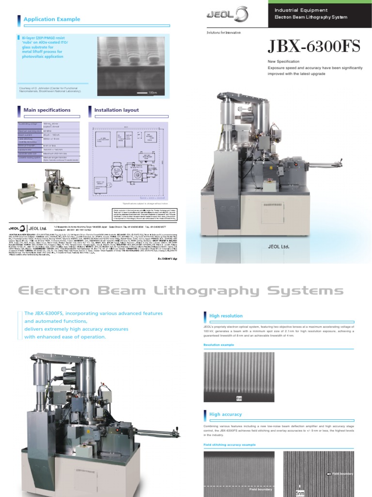JEOL JBX-6300FS Specifications Overview | PDF | Photolithography | Nanowire